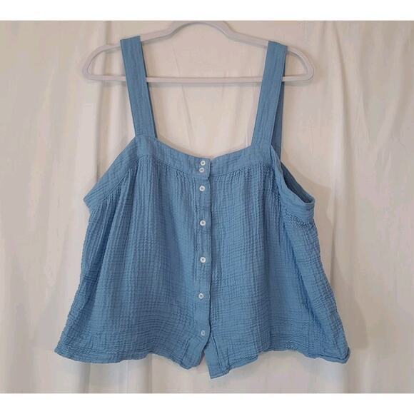 Lake Hampton Serene Blue Top Shorts Pajamas Set Gauze XXL Plus Cotton Blend - Picture 6 of 13